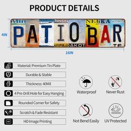 Funny Patio Bar Signs and Decor Outdoor Pool Decor Outdoor Bar Signs Street Signs for Backyard Bar Beach Wall Decor Tiki Bar Hot Tub Poster 16" by 4"