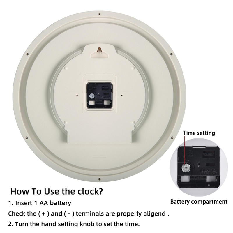 Caysie 16 Inch Large Silent Non Ticking Wall Clock, Quartz