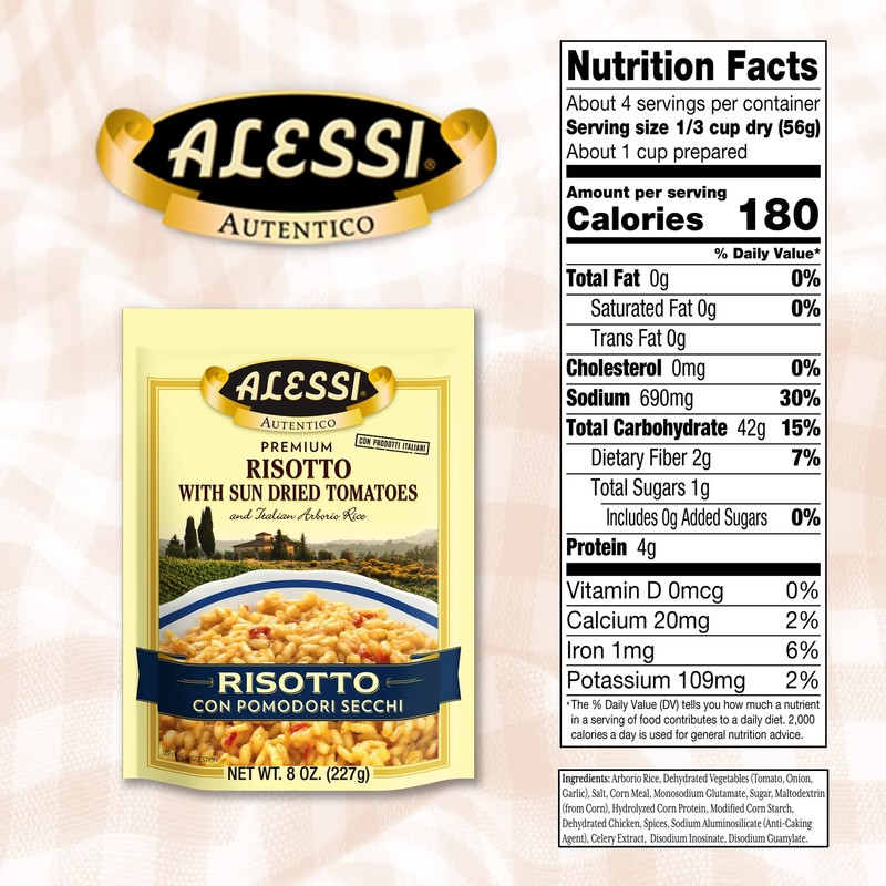 Alessi Autentico, Premium Seasoned Risotto, Italian Arborio Rice, Easy to