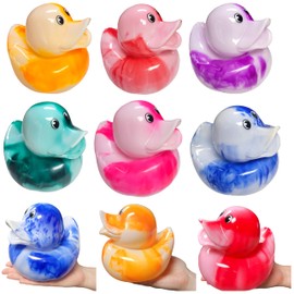 Large 6" Tall Marble Rubber Duckies ( 6 Ducks (6 Colors)) Collectable Colorful Squeaky Ducks Great for Dash Display and Bath Play (6)
