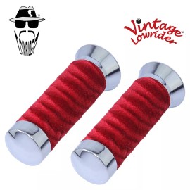 Vintage Lowrider Original Vintage Lowrider Classic Bicycle Velour Swirl Grips RED.
