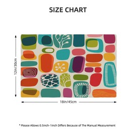 Mid Century Colorful Modern Placemats Set of 4,Kitchen Table Mats for Dining Outdoor Home Decor 12x18 Retro Place Mats 4 PCS, Style-15