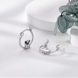 JERWLI Pug Earrings for Women 925 Sterling Sliver Pug Dog Hoop Earrings Pug Jewelry Gifts for Women Lover, normal, Sterling Silver, No Gemstone