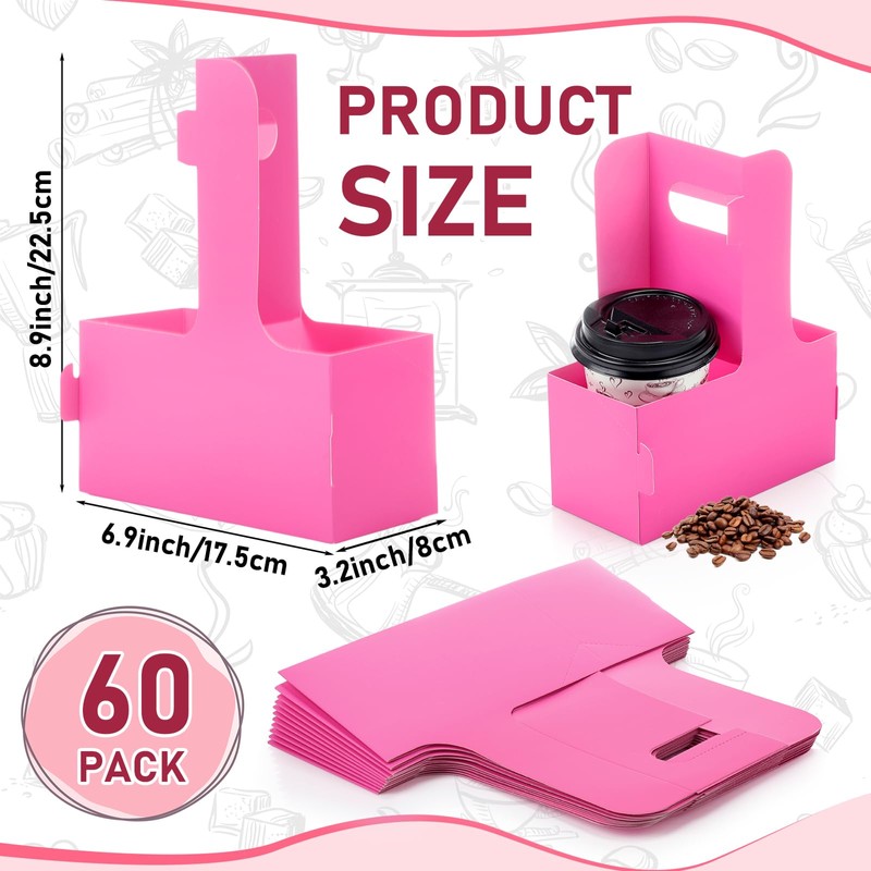 Kosiz 60 Pcs 2 Cups Drink Carrier with Handle 6.9