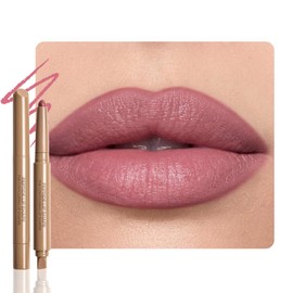 SUAKE Plump Matt Lipstick Lipliner Pencil Pack,Waterproof Crayon with Silicone Smudger for Define Contours & Sculpting Lip, Longwear Moisture Smooth Creamy Formula for Lip Makeup-02 Wine