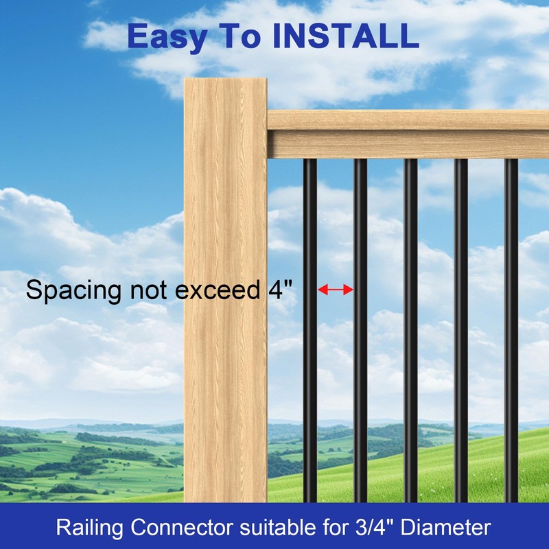 CKE 50 Pack 32" Round Aluminum Deck Balusters, 3/4" Diameter