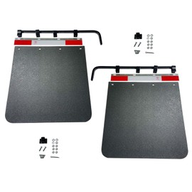 IBESTWOLF Pair Black Straight Bar Mud Flap Hanger Bracket Kit with 24"x24" Splash Guard Mudflap for Semi Trucks Trailers