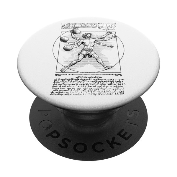 Basketball Player Vitruvian Man Funny Leonardo Da Vinci PopSockets Adhesive
