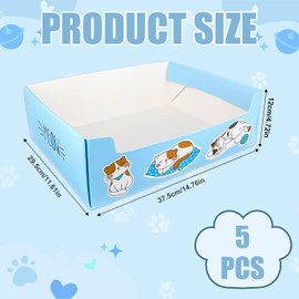 5pcs Single Use Cat Litter Box, 14.76x11.61in Double Layer Waterproof Portable Cat Litter Tray Foldable Box Paper Cat Litter Box for Cats Small Pets Indoor & Outdoor (Blue)