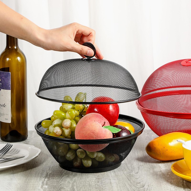 MAQUITA 2 Pcs Mesh Fruit Basket with Lid Fruit Cover