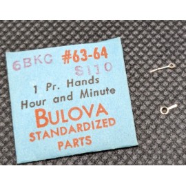 Bulova NOS Genuine Bulova 6BKC SI 10 HR/MIN Watch Hands Set/Pair #63-64 Silver - Index