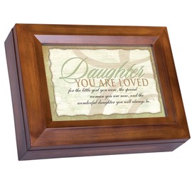 Cottage Garden Wonderful Daughter Dark Wood Finish Jewelry Music Box - Plays Tune You are My Sunshine