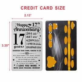 Richesele 17th Anniversary Card - Happy 17 Year Wedding Anniversary Wallet Card - 17 Years Anniversary Decorations Gifts for Husband Wife Him Her