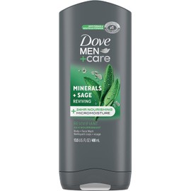 DOVE MEN + CARE Reviving Minerals & Sage Body and Face Wash with 24-Hour Nourishing Micromoisture Technology Body Wash for Men, 13.5 oz