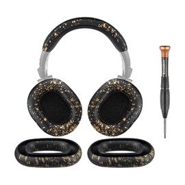 SOULWIT Ear Pads Cushions + Headband + Silicone Earpads Cover Protector, Replacement Kit for ATH M50, M50X, M50XWH, M50XBT, M50XBT2, M50S/LE Headphones, Replacement Repair Part (Black Gold)