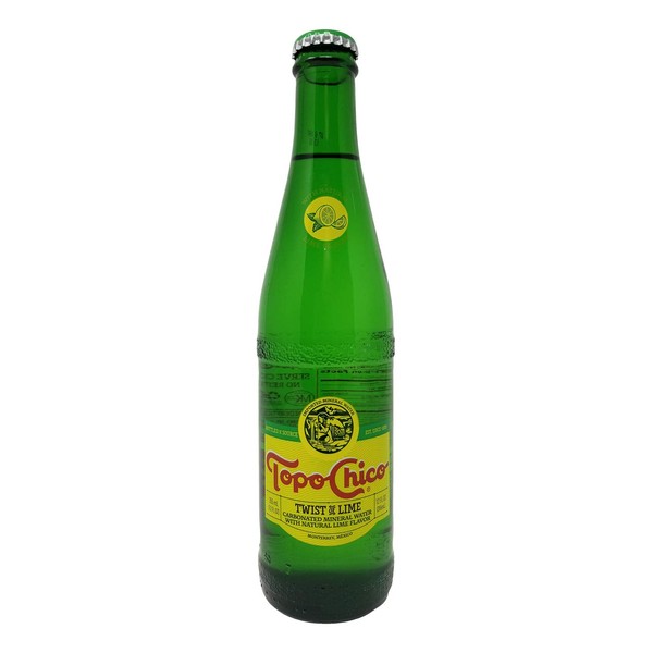 Topo Chico -Twist of Lime - Carbonated Natural Mineral Water with Natural Lime Flavor - 12 fl oz (355mL) (24 Glass Bottles)