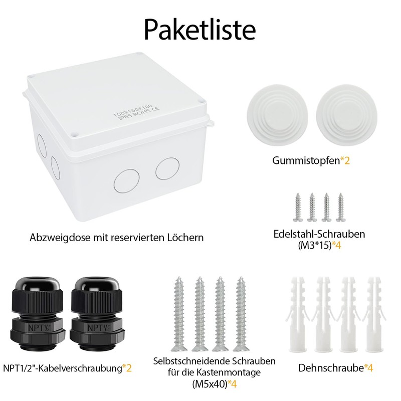 LeMotech Junction Box with Reserved Holes ABS Plastic Electrical Box