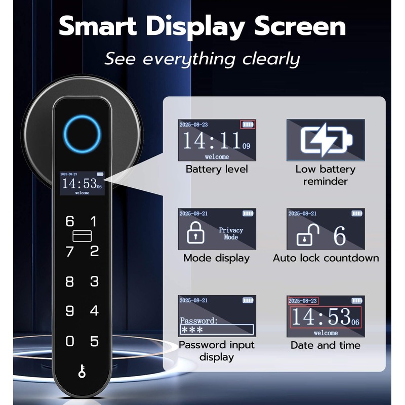 Anweller H1 Fingerprint Door Handle Lock, Smart Keyless Entry Door