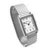 Ravel Gents White Rectangle Dial Silvertone Expander Bracelet Strap Dress