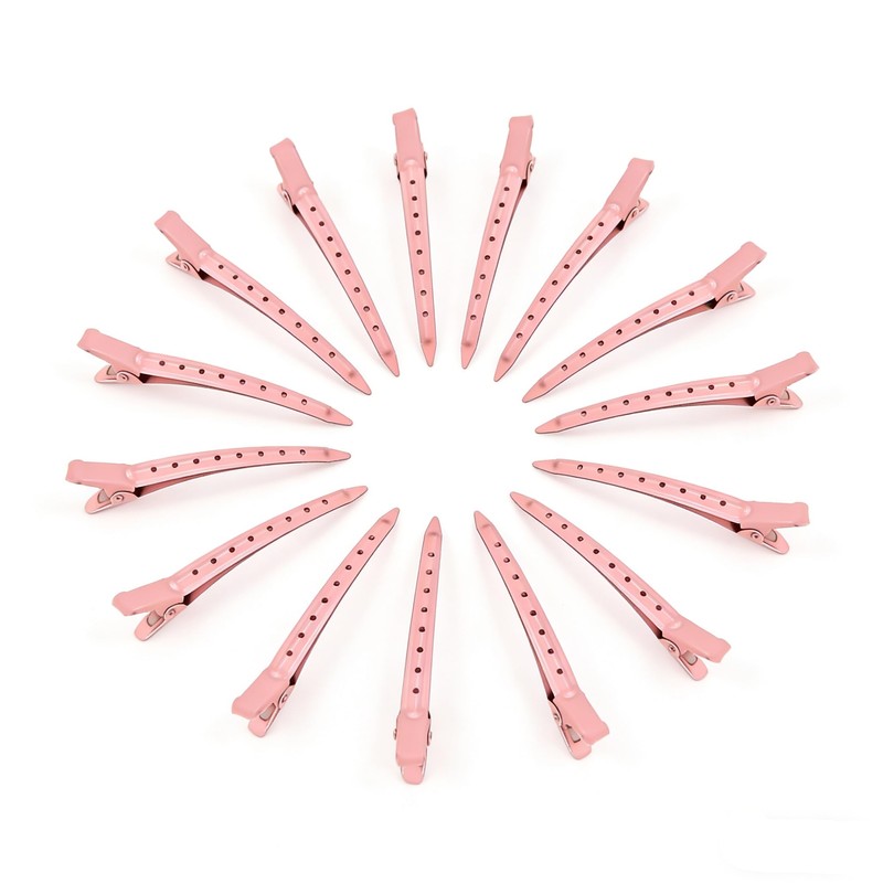 24 Pcs Large Metal Alligator Hair Clips for Curls, Pink