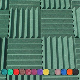 Soundproofing Acoustic Studio Foam - Forest Green Color - Wedge Style Panels 12”x12”x2” Tiles - 4 Pack