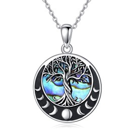 YAFEINI Tree Of Life Necklace 925 Sterling Silver Moon Phase Tree Of Life Pendant Necklace For Women Family Tree Mother's Day Jewelry Gifts