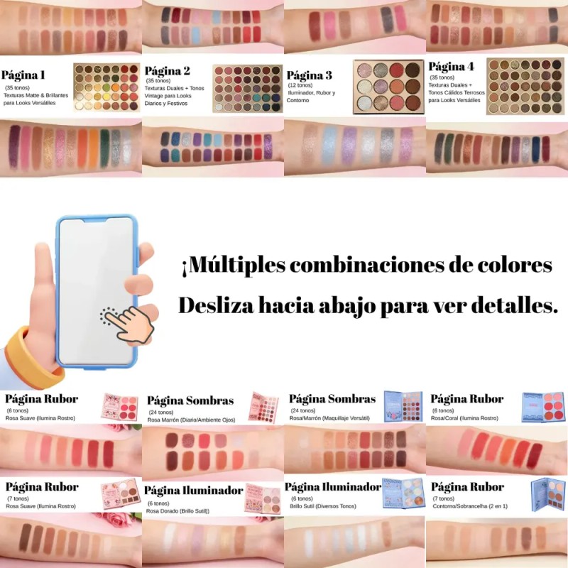 4 En 1 Paleta Sombras, Contorno, Iluminación Y Rubor