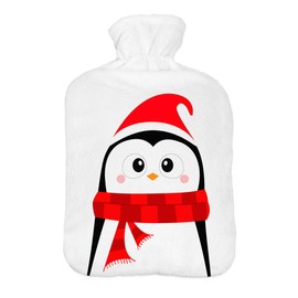 Hot Water Bottle with Pullover Cover 2 Litres Bed Bottle with Beautiful Fleece Print Cover Rubber Hot Water Bottle with Lid [092] manchot 2 2 l