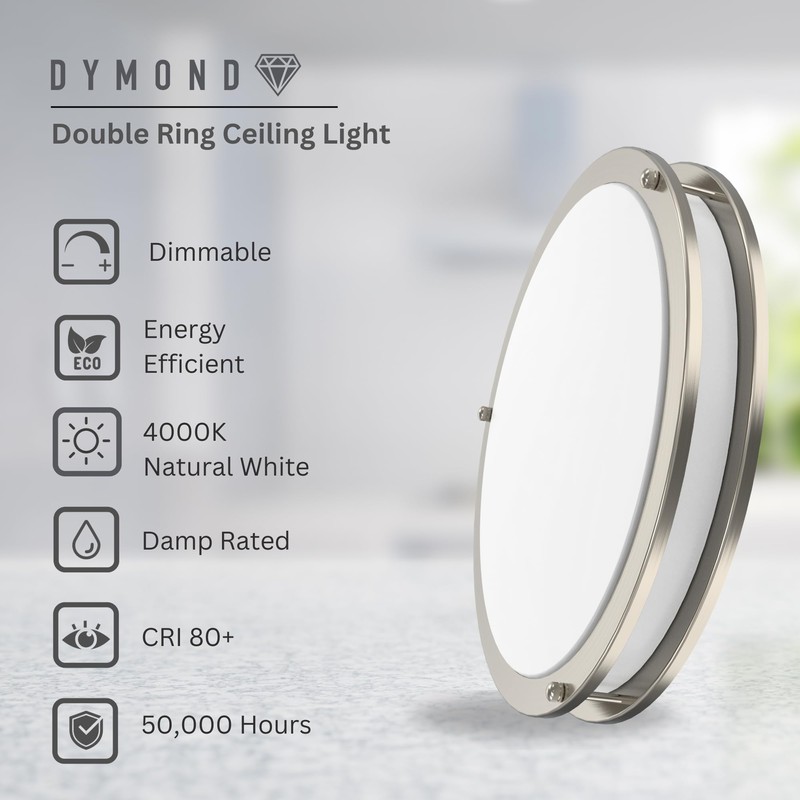 DYMOND LED Ceiling Light Fixture Flush Mount 4000K Natural Daylight