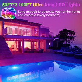GIPTPLY Led Lights for Bedroom 100ft, Led Strip Lights, Music Sync Color Changing Led Lights with APP and 44 Keys Remote Control, Rope Lights, RGB Led Light Strips for Room Decor(50ft*2)