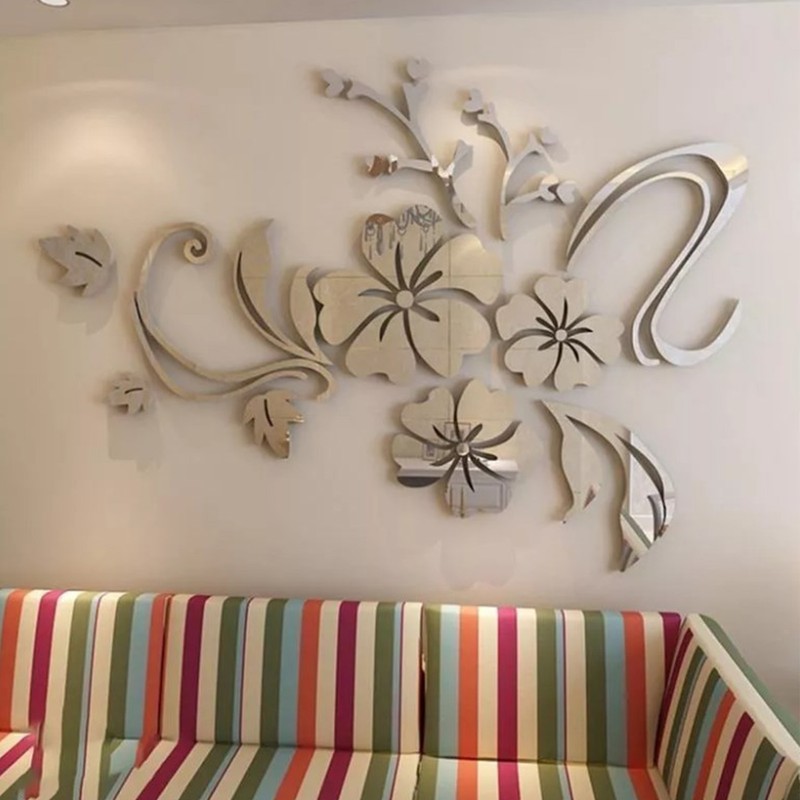 Acrylic Mirror Wall Sticker Removable 3D Wall Decal for Living