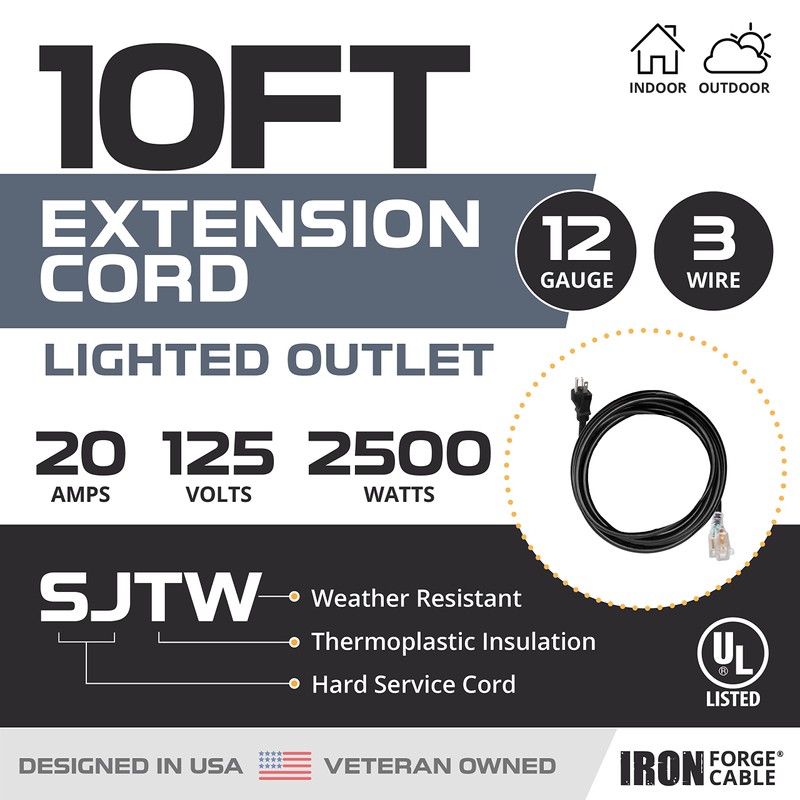 Iron Forge Cable de extensión para secadora/EV de 10 pies,