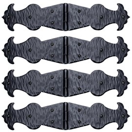 4 Pack 14.5 Inch Black Wrought Iron Hinges - Decorative Wrought Iron Door Hinges – Rustic Iron Hinges for Farmhouse Shutters, Chests, Barn Doors, Shutter and Gates – The Sierra Madre Series