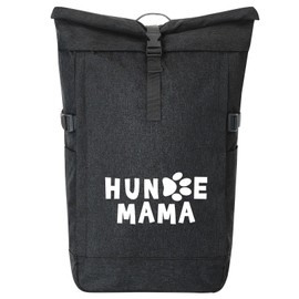 Huuraa Messenger Backpack Dog Mum Tapse Gift 30-44 Litres Black Melange Roll-Top Fairtrade Dog Mum Gift Idea