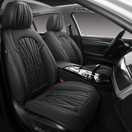 MINGBRON Seat Covers for Cars, Waterproof Seat Covers, Leather Car Seat Covers 2 Pack, Universal Seat Cushion Protector for Most Cars Black