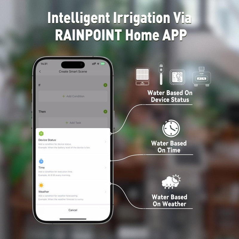 RAINPOINT Smart WiFi Solar Automatic Plant Watering System for House