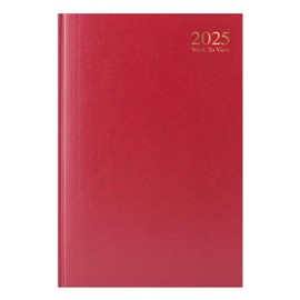 1ABOVE A4 Week to View 2025 Diary| 60gsm-Paper| Hardback, Casebound Diary for Home and Office Use (RED)