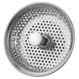 Kitchen Sink Stainless Steel Basket Strainer Replacement with Flat Bottom Rubber Stopper, 3.25 Inch, Indoor and Outdoor Kitchen Sink Strainer