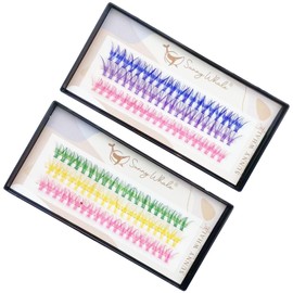 2 PACK False Eyelashes, Colored Eyelash Extensions Cluster Lashes False Eyelashes DIY Eyelash Extension Individual Cluster Lashes for Women Girls