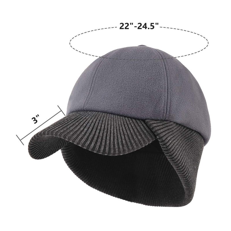 Mens Wool Winter Baseball Cap with Warmer Earflap Outdoor Beanie