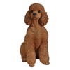 HiLine Gift Ltd. Poodle Sitting Statue Brown White 15.5" x