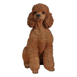 HiLine Gift Ltd. Poodle Sitting Statue Brown White 15.5" x 9" x 19"