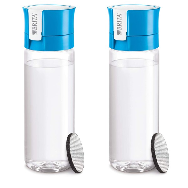 Brita Water Bottle, Direct Drinking, 20.3 fl oz (600 ml), Portable, Water Filter, Set of 2, Includes 1 Cartridge, Fill & Go Blue, Genuine Japanese Product