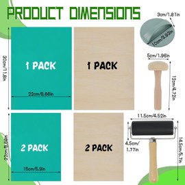 Hlimior Pack of 9 Lino Printing Kit for Engraving Including 3 Wood Linocut Plates Blocks 3 Rubber Plates Sheets 1 Roller 1 Mushroom Roller 1 Brayer for Printmaking Lino Printing Art and Craft