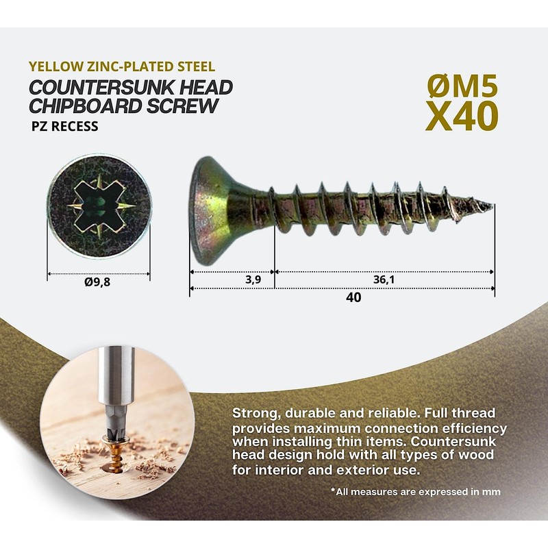 DOJA Barcelona Phillips Chipboard Screws with Bit Tip, 100 Wood
