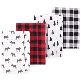 Luvable Friends Hudson Baby Flannel Burp Cloths 4pk, Forest Moose