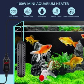 Sgizoku 100W Aquarium Heater - Fish Tank Heater with Over-Temperature Protection and Automatic Power-Off When Leaving Water - Use for 40-100L Saltwater and Freshwater Aquarium (100W)