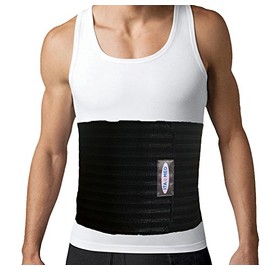 ITA-MED Men's Breathable Elastic Abdominal Binder for Post-Surgery Recovery & Umbilical Hernia Support, 9” Wide, Body-Shaping Effect, Made in USA, Black (Medium)