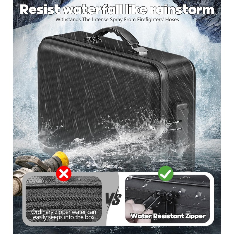 BigPonPon Fireproof Document Box, Hard Case Highly Flame-Resistant Fire Proof