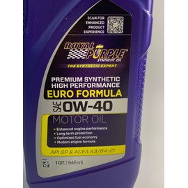 Royal Purple 0W40 High Performance Motor Oil  1 QUART QT Euro COMBINE SHIP